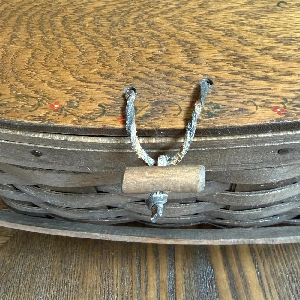 Vintage Apple Basket - Hand Painted Signed Beth Kankel 1981 Woven Picnic Basket